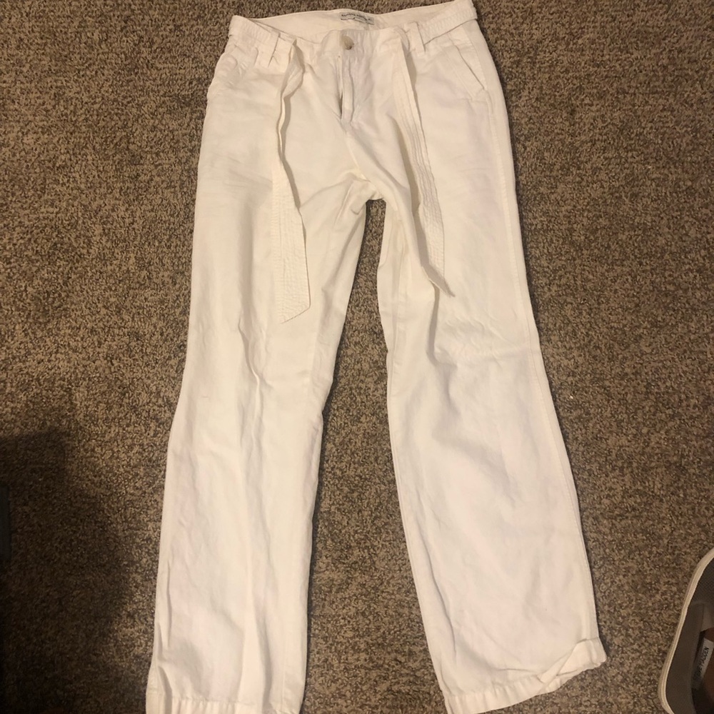 White flare pants